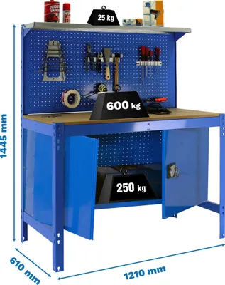 Immagine prodotto di SIMONWORK BT3 CABINET 1200 BLU/LEGNO Banco da lavoro in metallo