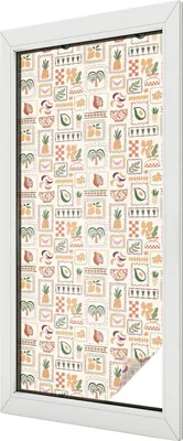 Obrázek produktu pro Vitrážová fólie na okno - 116x50 cm - vitrážový vzor - neprůhledná dekorativní fólie na ochranu soukromí - samolepicí, UV ochrana - folkloristické vzory