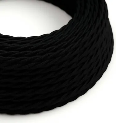 Immagine prodotto di Creative-Cables Cavo elettrico rivestito, Nero Carbone TC04, 2 x 0,75 mm², 1 m, Trecciato in cotone