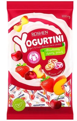 Produktbild von ROSHEN Yogurtini Hartkaramellen 1kg Frucht Joghurt Bonbons Mix Pfirsich Kirsche Erdbeere