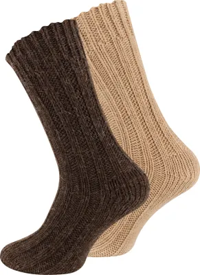 Produktbild von Cotton Prime® 4 Paar Stricksocken mit Alpakawolle Uni Alpakasocken 43-46 Braun