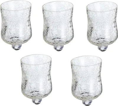 Produktbild von 5 x Glasaufsatz für Kerzenständer Windlicht Crackle Design