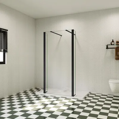 Produktbild von 70x200cm Walk in Duschwand Panel Seitenwand Dussche 8mm NANO Glas 30cm Wasserschutzglas Stabilisationsstange L=900