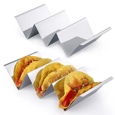 Taco-Halter Set 2er-Pack, Edelstahl, 22,5x10x5 cm, silber