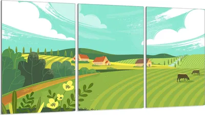 Image de Plaques de recouvrement pour cuisinière 3 pièces 30x52 Vitrocéramiquefeldabdeckung Glas, Landschaft Dorf