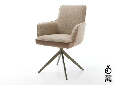 Produktbild von DELIFE Drehstuhl Heira-Flex mit Armlehnen Materialmix Schlamm Kreuzgestell breit Effektfinish Titan 360° drehbar Wippfunktion Taschenfederkern