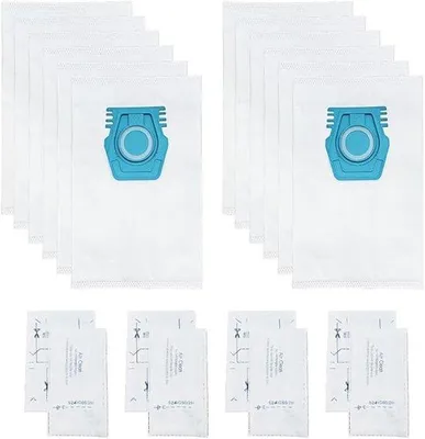 Productafbeelding van 12 stuks filterschuurzakken voor stofzuigers, inclusief 4 filterkaarten, geschikt voor Miele TU Guard S1 L1 / CO M1.