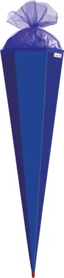 Produktbild von Bastel-Schultüte groß ultramarin-blau - 85 cm 6-eckig - extra stabil durch Rot(h)-Spitze mit farbigem Tüll-Verschluss