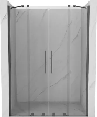 Immagine prodotto di Mexen Velar Duo porta doccia scorrevole 160 cm, trasparente, grigio canna di fucile spazzolato - 871-160-000-02-66