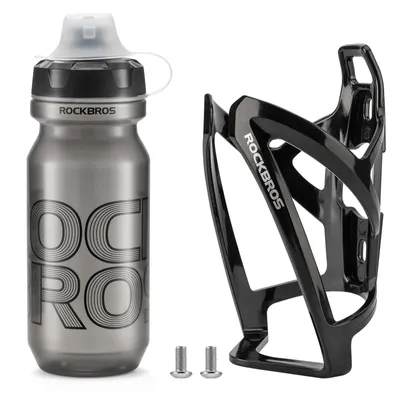Produktbild von ROCKBROS Fahrrad Flaschenhalter PC Schwarz mit Trinkflasche 600ml Einhandöffnung BPA-frei auslaufsicher Grau