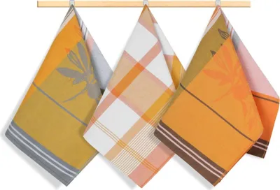 Obrázek produktu pro Kuchyňské utěrky - sada 3 kusů - 50x70 cm - Oranžová,Hnědá