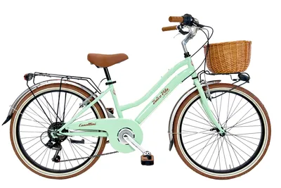 Produktbild von Dolce Vita by Canellini JUNIOR Fahrrad Citybike Madchen mit Korb - Hellgrun 24"