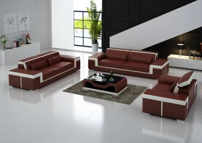 Produktbild von Ledersofa Couch Wohnlandschaft 3+2+1 Sitzer Garnitur Sofagarnitur Sofa mit USB