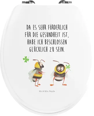 Produktbild von Mr. & Mrs. Panda WC Sitz Hummeln Kleeblatt - Weiß - Geschenk, Hummel, Spruch Positiv, mdf, WC-Sitz, Biene, Toiletten-Sitz, glücklich sein, Brille, Fröhlich, Gute Laune