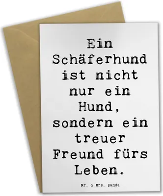 Produktbild von Mr. & Mrs. Panda Grußkarte Spruch Schäferhund Freund - Weiß - Geschenk, osterkarte, Rettungshund, glückwunschkarten, intelligenter Hund, weihnachtskarten, Hunderasse