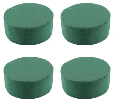 4er-Pack runder Steckschaum 10x4 cm grün für Blumen