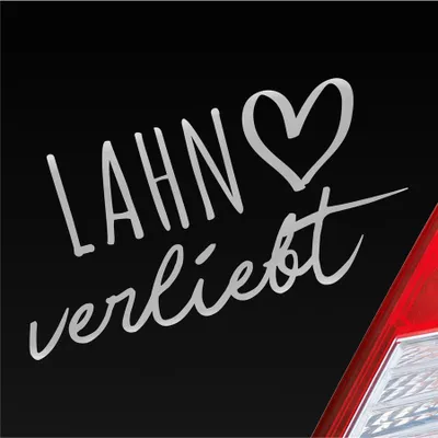 Produktbild von Auto Aufkleber Lahn verliebt Herz Stadt Heimat Liebe Car 19x10 cm Silber Sticker Heckscheibenaufkleber