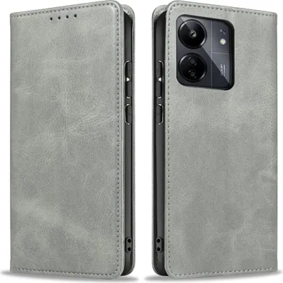Produktbild von Handyhülle für Xiaomi Redmi 13C Kunstleder Flip Cover Hülle Handytasche Case Kartenfach Farbe: Grau