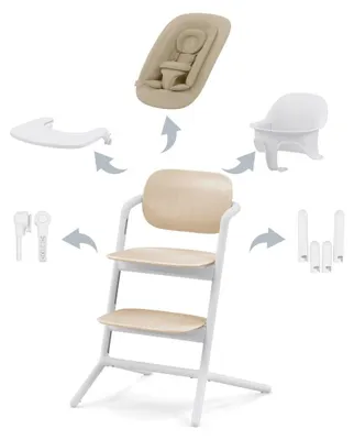 Obrázok produktu pre CYBEX Lemo 4-in-1, Multifunkčná vysoká stolička, Polstrované sedadlo, Šalvia, Biela, Jednofarebné, 5-bodový, Hliník, Plast