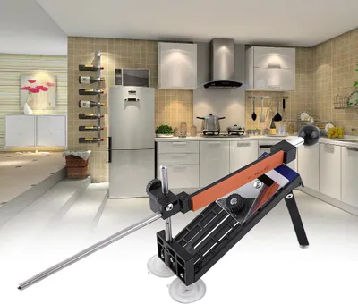 Image de Aiguisoir professionnel pour couteaux Système d'aiguisage pour la cuisine Angle fixe avec 4 pierres