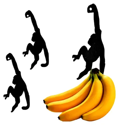 Produktbild von 2 Stück Bananenhalter Affe aus Metall für Bananen, ideal zur Aufbewahrung in Küchen, Schlafzimmern und anderen Bereichen (Schwarz)