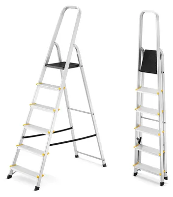 Zdjęcie produktu dla Drabina aluminiowa domowa jednostronna schodki do domu HIGHER 6 stopni 125 kg