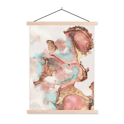 Produktbild von MuchoWow® Textilposter Tinte - Pastell - Abstrakt 60x80 cm mit holzfarbenen Rahmen - Wandbild