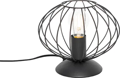 Produktbild von QAZQA - Design Industrie I Vintage I Tischlampe schwarz - Margarita I Wohnzimmer I Schlafzimmer - Stahl Rund - LED geeignet E27