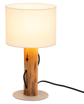 Produktbild von LED Tischleuchte, Holz braun, Schirm weiß, E14, H 32 cm