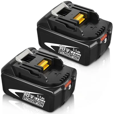 Obrázok produktu pre 2 kusy záložnej batérie s kapacitou 5500 mAh pre 18V zariadenia, s LED indikátorom