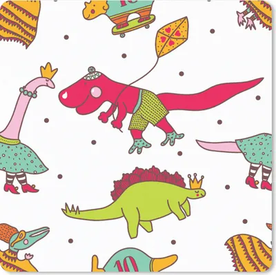 Produktbild von MuchoWow® Mauspad Mousepad Muster - Dino - Farben - Jungen - Kinder - Kind 20x20 cm - Mousepads - Maus Mat - Pad - Mausunterlage - Desk Mat - Bureauartikeln