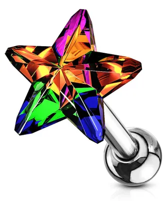 Produktbild von Helix & Tragus Ohr Piercing „Kristall Stern“ Vitrail Medium