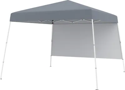 Produktbild von GOPLUS Pop-up Pavillon 3 x 3 m, Faltpavillon mit 1 Seitenwand, Sonnenschutz, 4 Erdnägel, Tragetasche, faltbarer Gartenpavillon für Party (Grau)