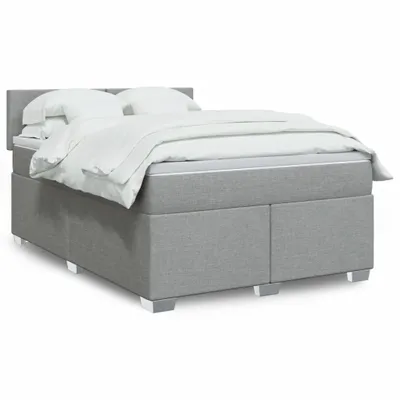 Produktbild von Design Boxspringbett mit Matratze Hellgrau 140x200 cm Stoff, Klassische Betten 2024 Neu
