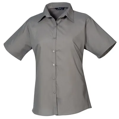 Produktbild von Premier - Bluse für Damen, Popelin, kurzärmlig LT5109 (XL) (Dunkelgrau)