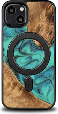 Obrázek produktu pro Dřevěné pouzdro Bewood iPhone 13, tyrkysové MagSafe