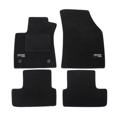 Image de Logo Tapis De Sol Noir Velours Sur Mesure Pour Renault Megane 4 Depuis 2016 4pcs, Base Antidérapante, Tapis conducteur renforcé