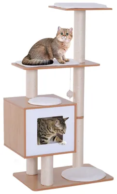 Produktbild von PawHut Katzenbaum Kratzbaum Katzenspielzeug Kletterbaum Sisal Ball Natur