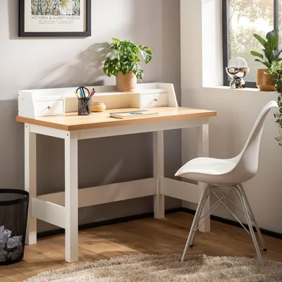 Zdjęcie produktu dla Biurko FineBuy, 106x53x90 cm, białe. Biurko biurowe z szufladą, idealne do pracy w domu, biura lub jako biurko komputerowe. Kompaktowe, z miejscem do przechowywania. Biurko do pracy, biurko pod laptopa, do biura lub gabinetu