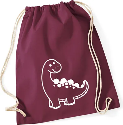 Produktbild von Huuraa Turnbeutel Apatosaurus Dinosaurier 12 Liter Burgundy Baumwolle Rucksack Geschenkidee