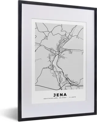 Produktbild von MuchoWow® Gerahmtes Poster Stadtplan - Deutschland - Karte - Jena 30x40 cm - Poster mit Schwarzem Bilderrahmen Wandposter Rahmen Foto Bilder - Wandposter Schlafzimmer