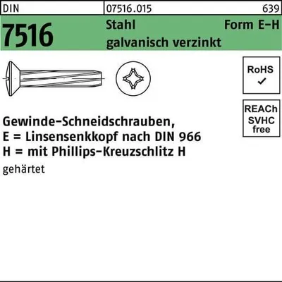 Produktbild von Reyher  Gew.-Schneidschrauben DIN 7516 St. E M 5x16 -H vz (1000 Stück)