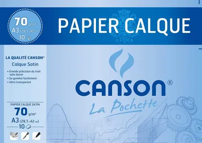 Produktbild von CANSON Transparentpapier satiniert DIN A3 70/75 g/qm 10 Blatt
