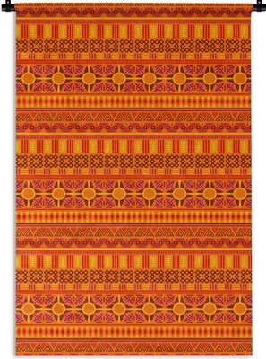 Produktbild von MuchoWow® Wandteppich Wandbehang Muster - Orange - Sonne 120x180 cm Tapisserie Dekoration Wandtuch - Schlafzimmer - Dekorationen für das Haus
