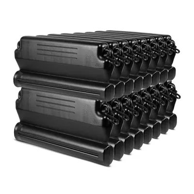 A stack of black pool ice protection pads.