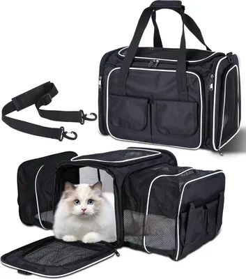 Produktbild von Katzenbox faltbar, Katzentransportkäfig mit Verstellbarer Schultergurt