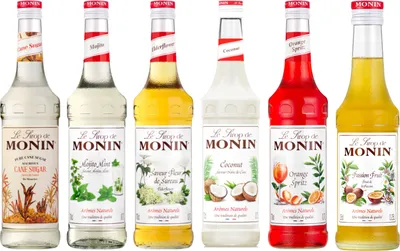 Produktbild von Lot sirops indispensables cocktails MONIN - Sucre de canne, Mojito, Fleur de sureau, Coco, Orange spritz, Fruit de la passion - 6x70cL
