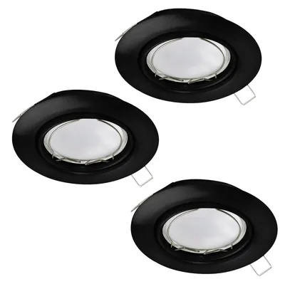 Immagine prodotto di Faretto Ad Incasso Moderno Peneto In Acciaio Nero 3 Luci Gu10 4,6W