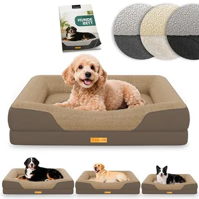 Image de Lit orthopédique pour chien ELONEO, taille S - Marron