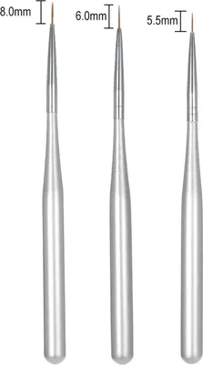 Immagine prodotto di 3 pezzi/set Set di pennelli professionali per nail art acrilica Pennello per pittura Nal per linea di disegno UV Gel Builder